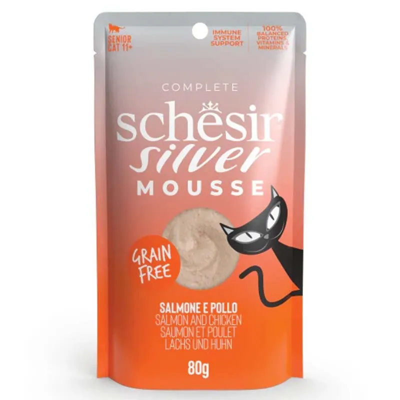 پوچ گربه بالغ شسیر با طعم مرغ و ماهی سالمون مدل Silver پوچ گربه بالغ شسیر با طعم مرغ و ماهی سالمون مدل Silver