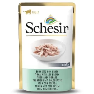 پوچ گربه بالغ شسیر با طعم ماهی تن و سیبریم در ژله