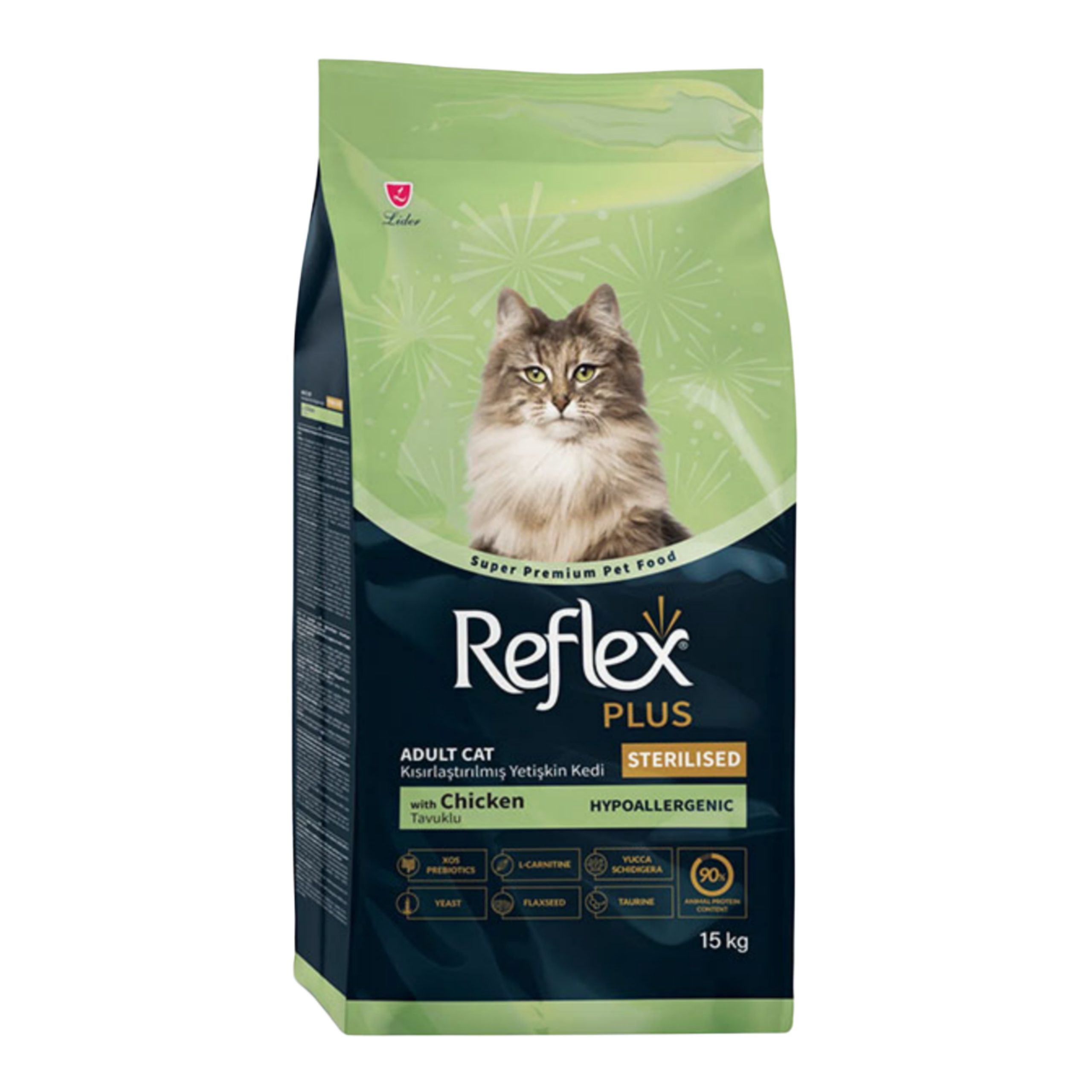 Reflex Plus Sterilised Chicken 1/5 KG غذای خشک گربه رفلکس پلاس استرلایز با طعم مرغ 1/5 کیلوگرم