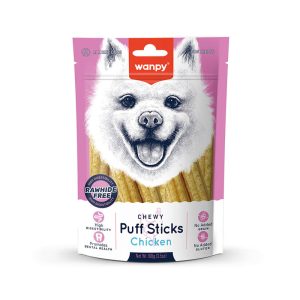استیک جویدنی پفکی مرغ ونپی 100 گرم Wanpy Chewy Puff Sticks Chicken