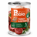 کنسرو پابلو ۴۰۰ گرمی نچرال اولترا پرمیوم سگ با طعم شترمرغ و بوقلمون Pablo Natural Ultra Premium Dog Wet Food with Ostrich & Turkey Flavor