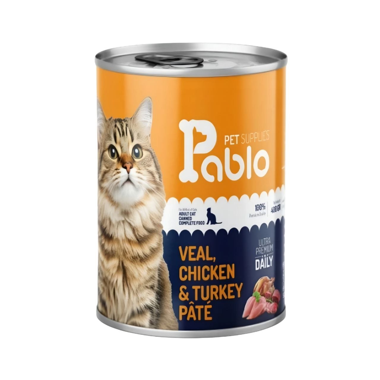 کنسرو پابلو ۴۰۰ گرمی گربه بالغ با طعم مرغ، بوقلمون و گوشت گوساله Pablo Adult Cat Wet Food with Chicken, Turkey & Beef Flavor کنسرو پابلو ۴۰۰ گرمی گربه بالغ با طعم مرغ، بوقلمون و گوشت گوساله Pablo Adult Cat Wet Food with Chicken, Turkey & Beef Flavor
