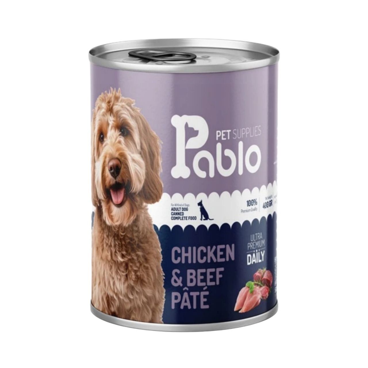 کنسرو پابلو ۴۰۰ گرمی پرمیوم سگ بالغ با طعم گوشت گوساله و مرغ Pablo Premium Adult Dog Wet Food with Beef & Chicken Flavor کنسرو پابلو ۴۰۰ گرمی پرمیوم سگ بالغ با طعم گوشت گوساله و مرغ Pablo Premium Adult Dog Wet Food with Beef & Chicken Flavor