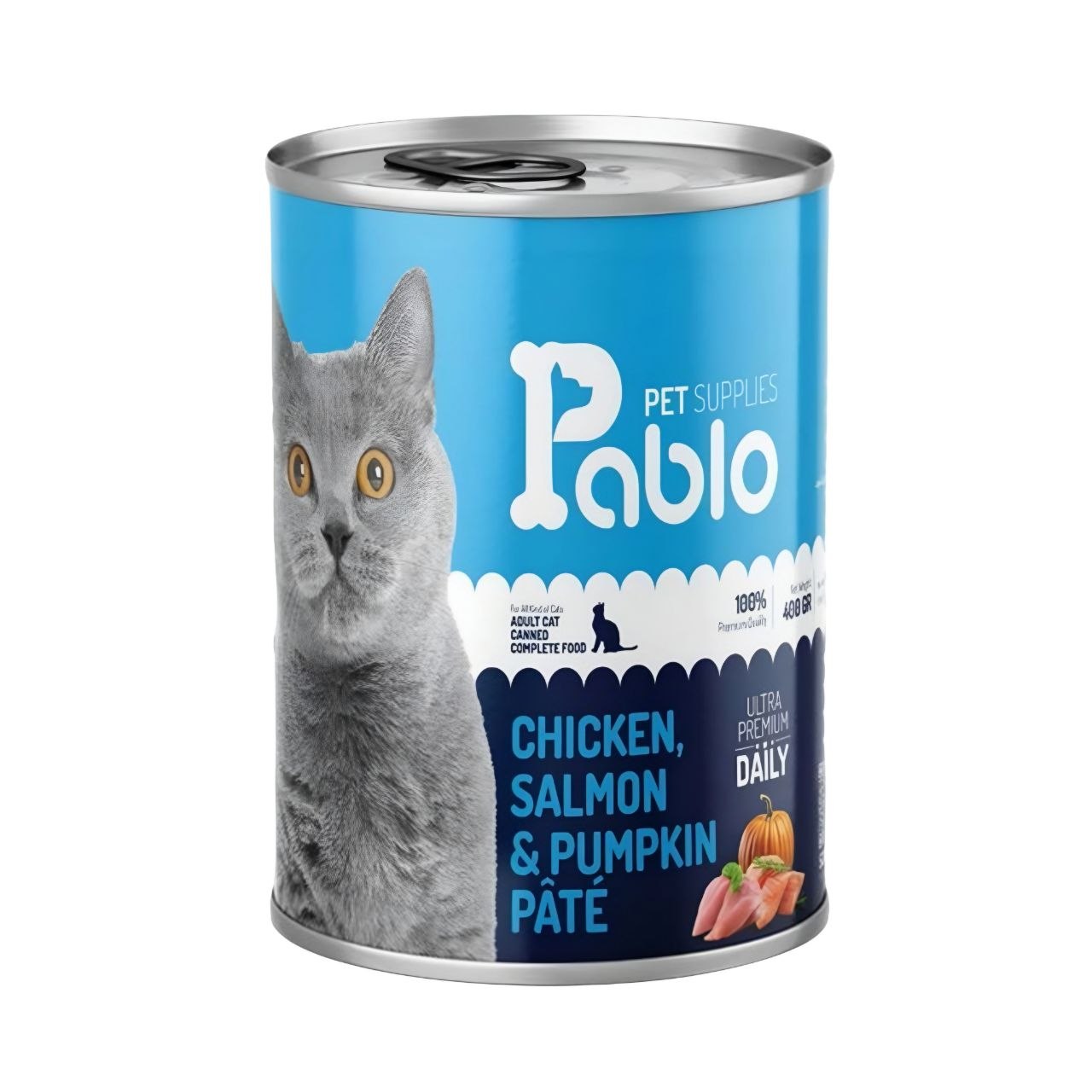 کنسرو پابلو ۴۰۰ گرمی گربه بالغ با طعم مرغ، سالمون و کدوتنبل Pablo Adult Cat Wet Food with Chicken, Salmon & Pumpkin Flavor کنسرو پابلو ۴۰۰ گرمی گربه بالغ با طعم مرغ، سالمون و کدوتنبل Pablo Adult Cat Wet Food with Chicken, Salmon & Pumpkin Flavor