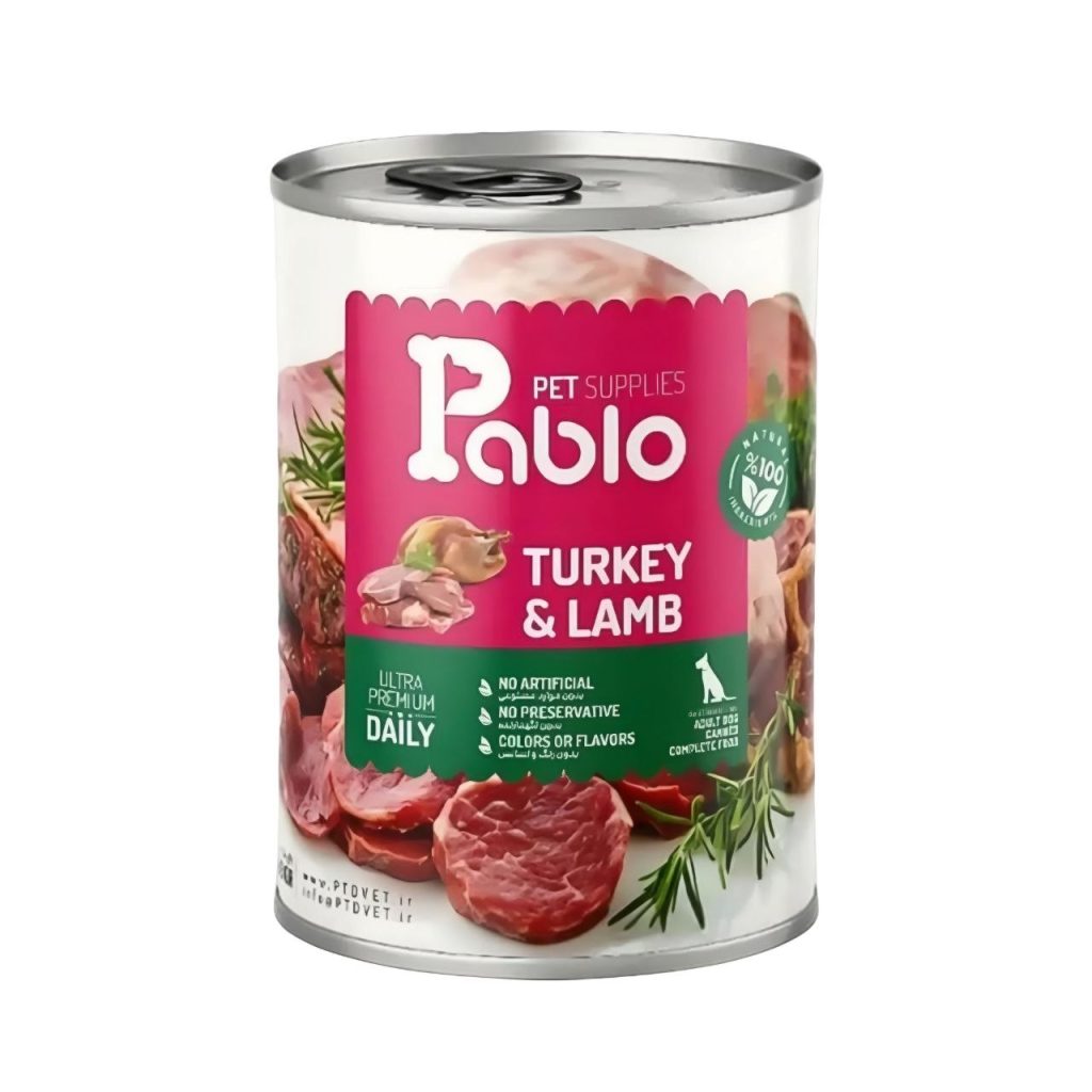 کنسرو پابلو ۴۰۰ گرمی نچرال اولترا پرمیوم گربه با طعم گوشت گوساله و بوقلمون Pablo Natural Ultra Premium Cat Wet Food with Beef & Turkey Flavor