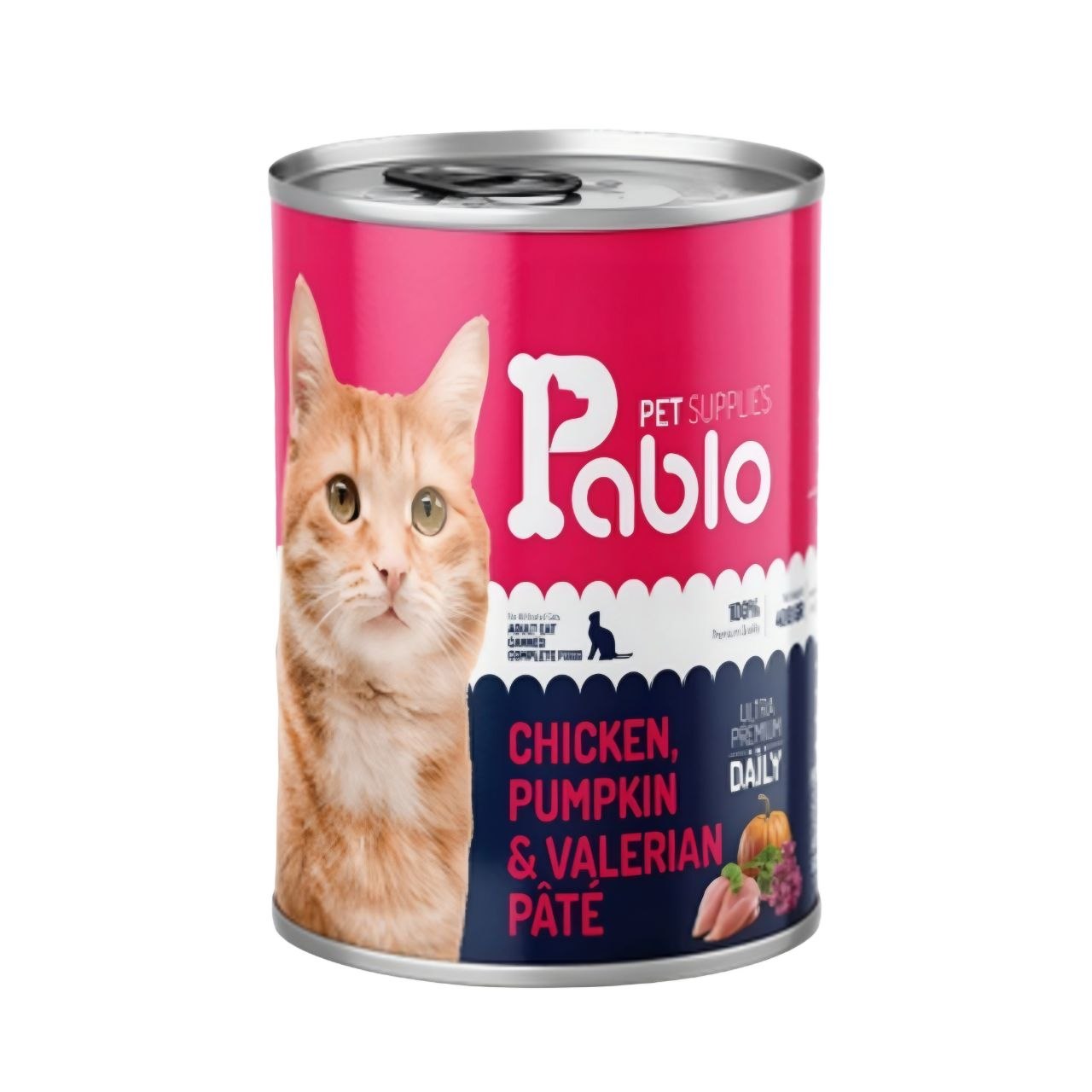 کنسرو پابلو ۴۰۰ گرمی گربه بالغ با طعم مرغ، کدوتنبل و سنبل الطیب Pablo Adult Cat Wet Food with Chicken, Pumpkin & Valerian کنسرو پابلو ۴۰۰ گرمی گربه بالغ با طعم مرغ، کدوتنبل و سنبل الطیب Pablo Adult Cat Wet Food with Chicken, Pumpkin & Valerian