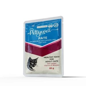 پوچ پتی ول گربه بالغ با گوشت مرغ و جگر مرغ ۸۵ گرم Petywell Adult Cat Pouch Chicken Meat & Chicken Liver 