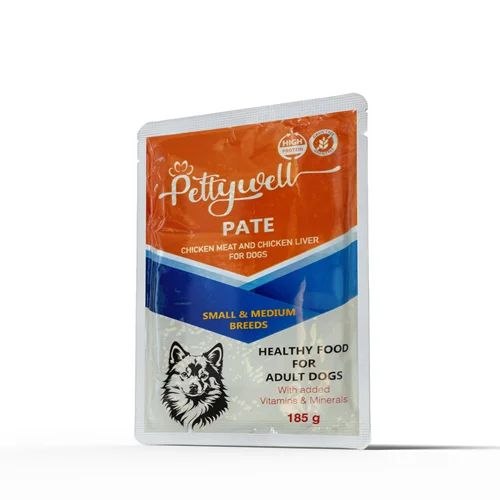 پوچ پتی ول سگ بالغ با گوشت مرغ و جگر مرغ ۱۸۵ گرم Petywell Adult Dog Pouch Chicken Meat & Chicken Liver 