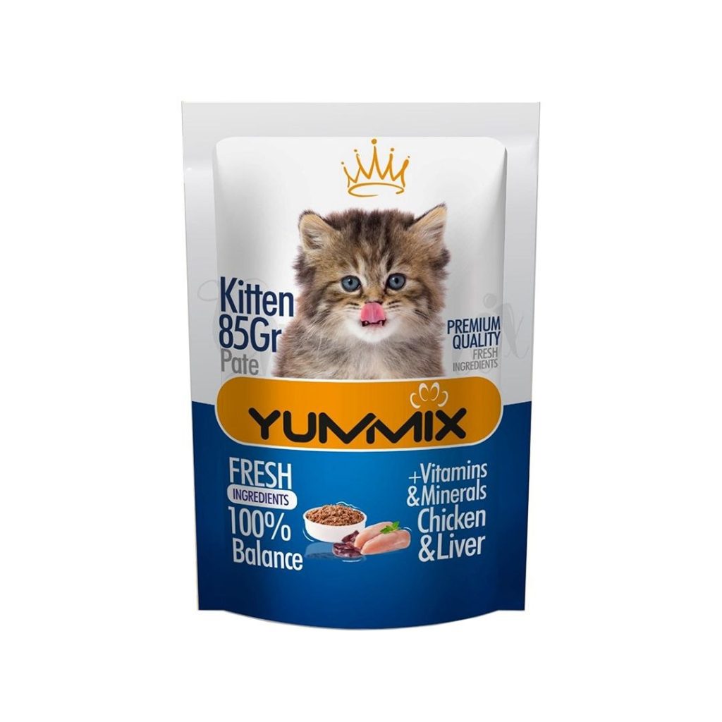 پوچ یامیکس بچه گربه ۸۵ گرم با طعم مرغ و جگر YumMix Kitten Pouch Chicken & Liver 