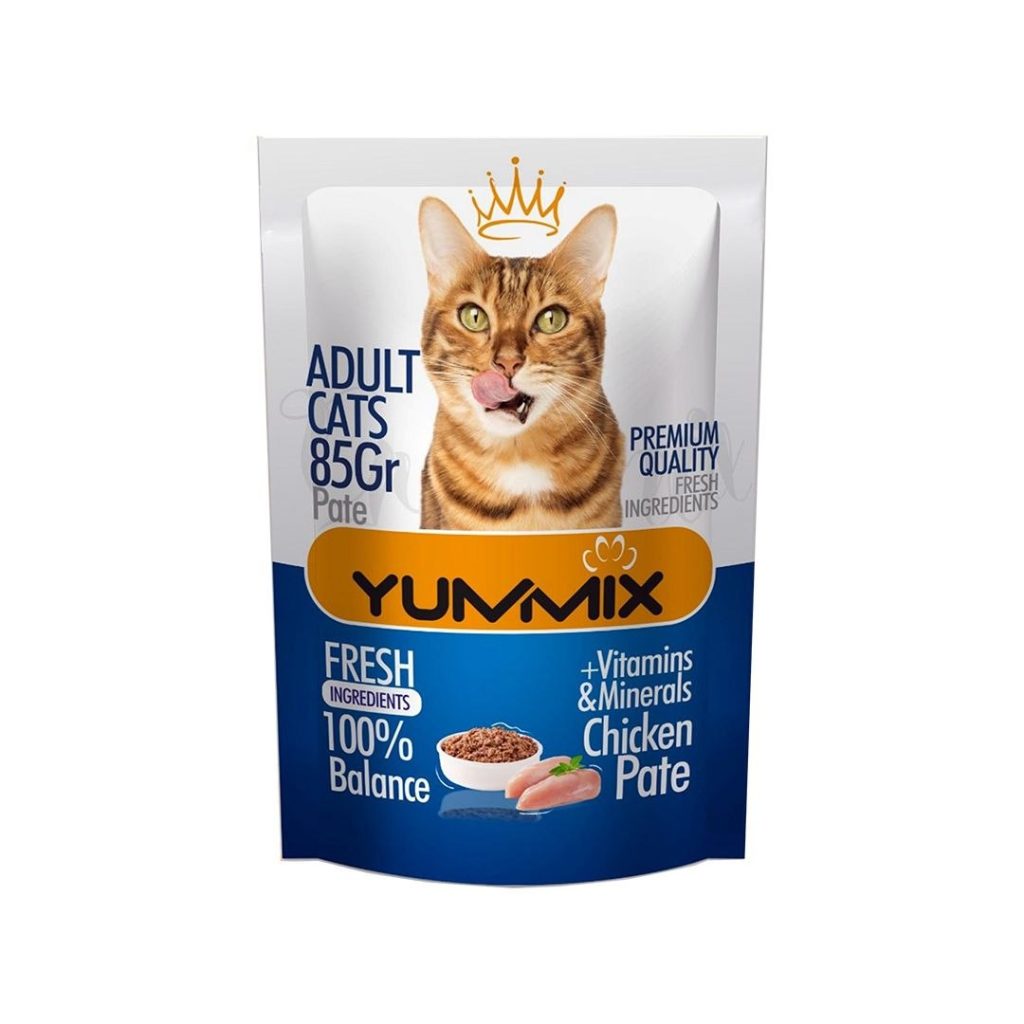 پوچ یامیکس گربه بالغ ۸۵ گرم با طعم مرغ پته YumMix Adult Cat Pouch Chicken Pâté 