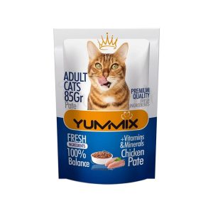 پوچ یامیکس گربه بالغ ۸۵ گرم با طعم مرغ پته YumMix Adult Cat Pouch Chicken Pâté 