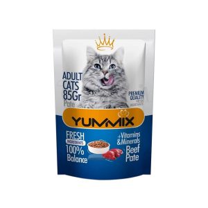 پوچ یامیکس گربه بالغ ۸۵ گرم با طعم گوشت گاو YumMix Adult Cat Pouch Beef