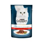پوچ گربه گورمت با طعم گوشت گاو دودی در سس 85 گرم