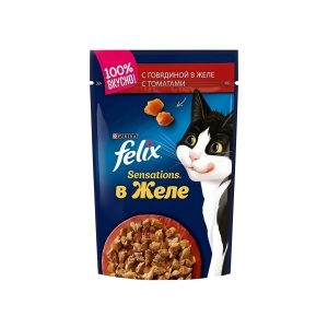 پوچ گربه فلیکس با طعم گوشت و گوجه در سس 75 گرم