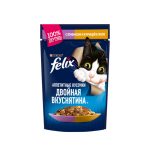 پوچ گربه فلیکس با طعم گوشت و مرغ در ژله 75 گرم