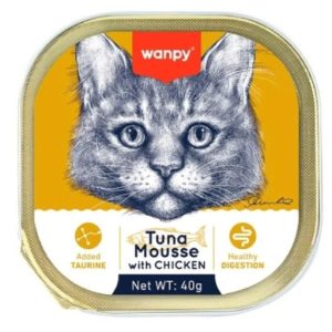 موس گربه ونپی با طعم تن ماهی و مرغ ۴۰ گرم Wanpy Tuna Mousse with Chicken