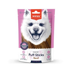 استیک جویدنی پفکی گوشت گاو ونپی 100 گرم Wanpy Chewy Puff Sticks Beef