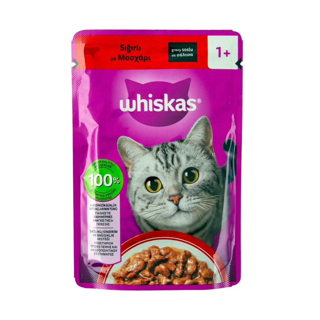 پوچ گربه ویسکاس ترک با طعم گوشت گوساله 85 گرم